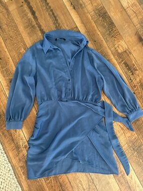 Zara Slate Blue Shirt Dress